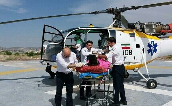 انتقال دو مصدوم سوختگی در انفجار گاز لواسان با بالگرد اورژانس